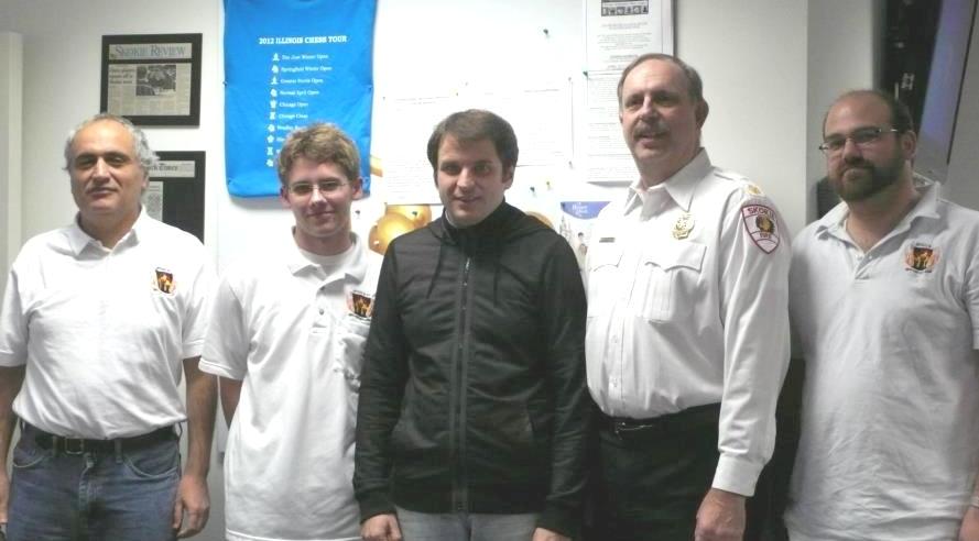 GM Gurevich,NM Schmakel, GM Shulman, Skokie Fire Chief Czerwinski , GM Friedel